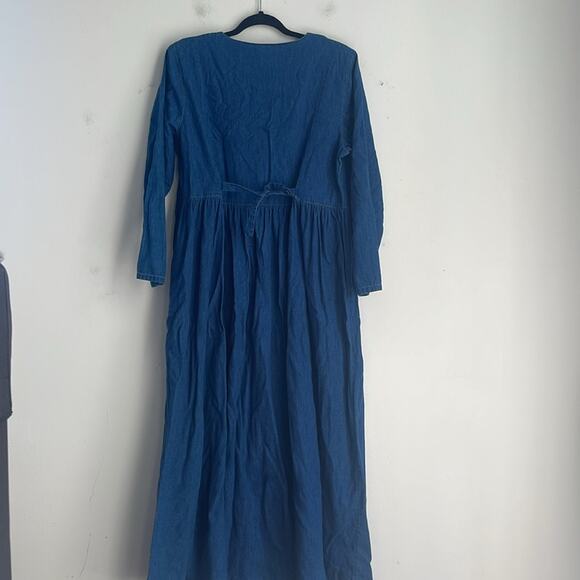 Vintage Double D Ranch Brand western long sleeve 1/4 button up denim maxi dress - Picture 8 of 8